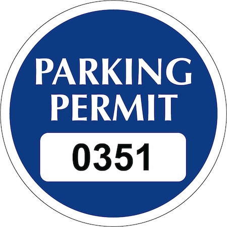 Lustre-Cal Static Cling Parking Permit Dark Blue 2in x 2in  Circle Serialized 351-400, 50PK 253753SCL1BdDi0351